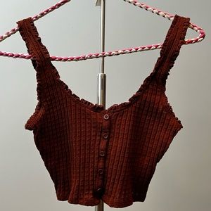 UO Sequoia Button-Front Cropped Tank Top